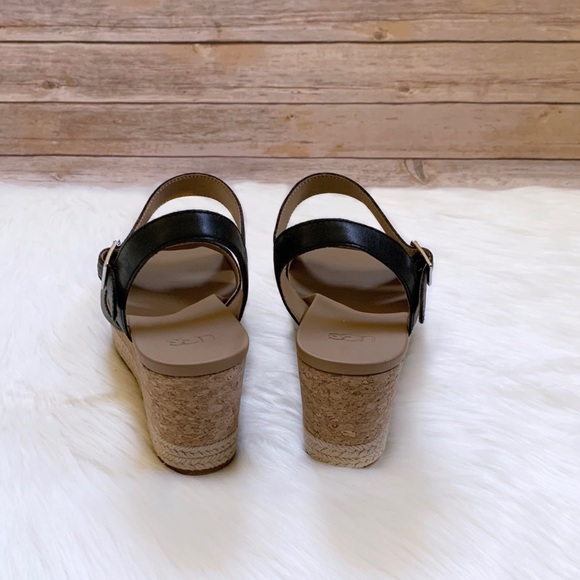 UGG Cloverdale Espadrille Wedge Sandals In Black - Picture 6 of 7